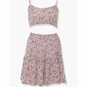 Floral cropped cami and skirt set